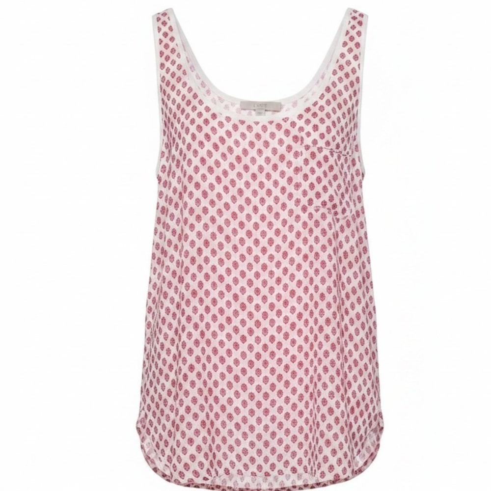 Loft Romantic Flirty Chic Retro Date Night Tomato Girl Rose Print tank XL